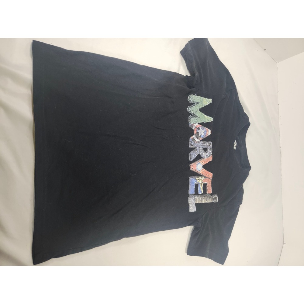 Marvel Boys Graphic T-Shirt Black Short Sleeve Size L 10/12 Mad Engine WMB3139